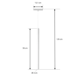 Lámpara colgante LED Lumaro de Lindby, blanca, Ø 3 cm, aluminio, 48 V, atenuable