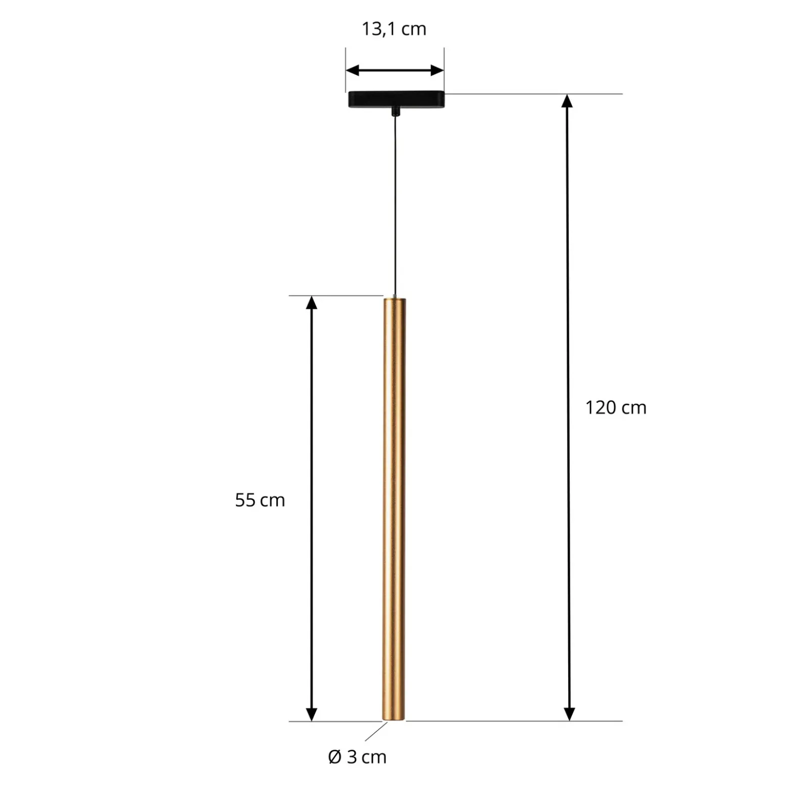 Lámpara colgante LED Lumaro de Lindby, dorada, Ø 3 cm, aluminio, 48 V, atenuable