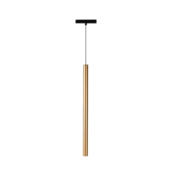 Lámpara colgante LED Lumaro de Lindby, dorada, Ø 3 cm, aluminio, 48 V, atenuable