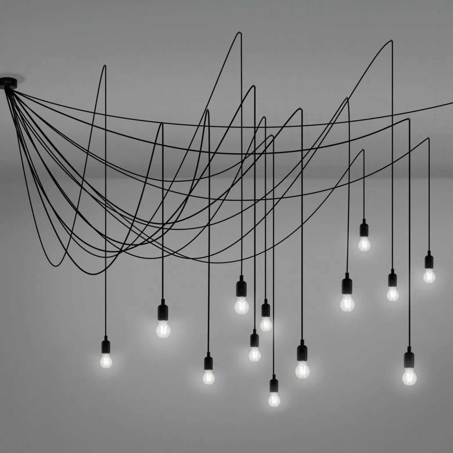 Lámpara colgante LED Maman negro 14 luces