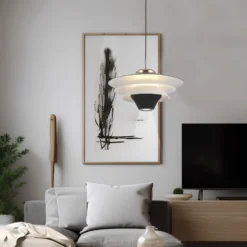 Lámpara colgante LED Manley, negro/blanco, Ø 22 cm, metal