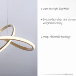 Lámpara colgante LED Maria, atenuable 3 veces, latón