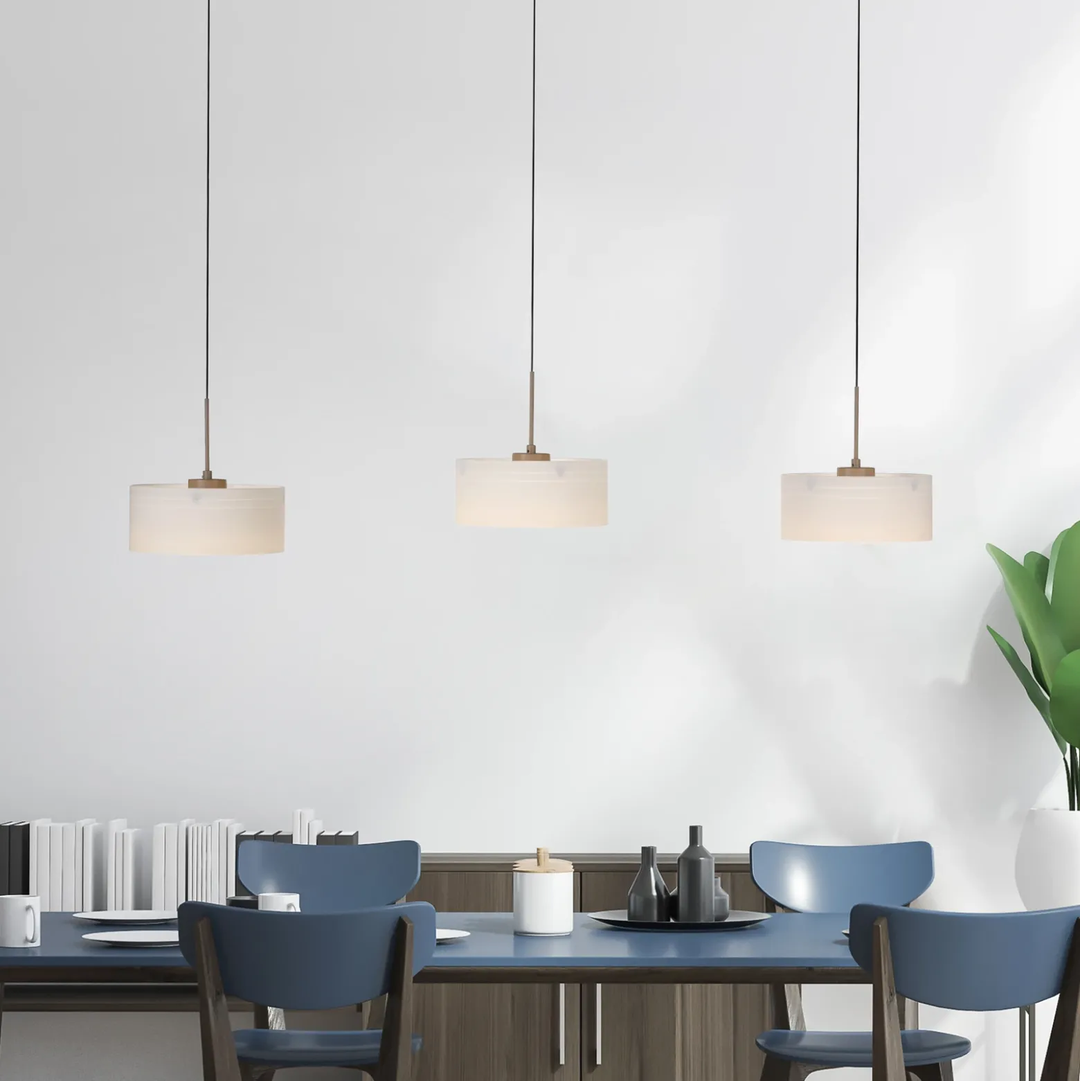 Lámpara colgante LED MARIKA, beige/blanco, 105 cm, 3 luces, cristal, atenuable