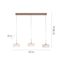 Lámpara colgante LED MARIKA, beige/blanco, 105 cm, 3 luces, cristal, atenuable
