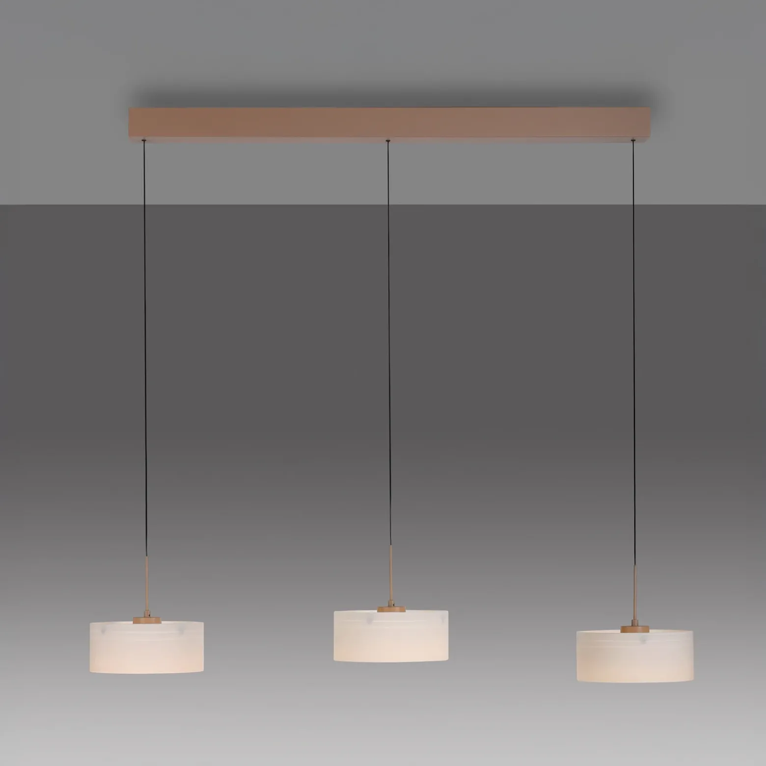 Lámpara colgante LED MARIKA, beige/blanco, 105 cm, 3 luces, cristal, atenuable