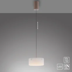 Lámpara colgante LED MARIKA, beige/blanco, Ø 20 cm, cristal, atenuable
