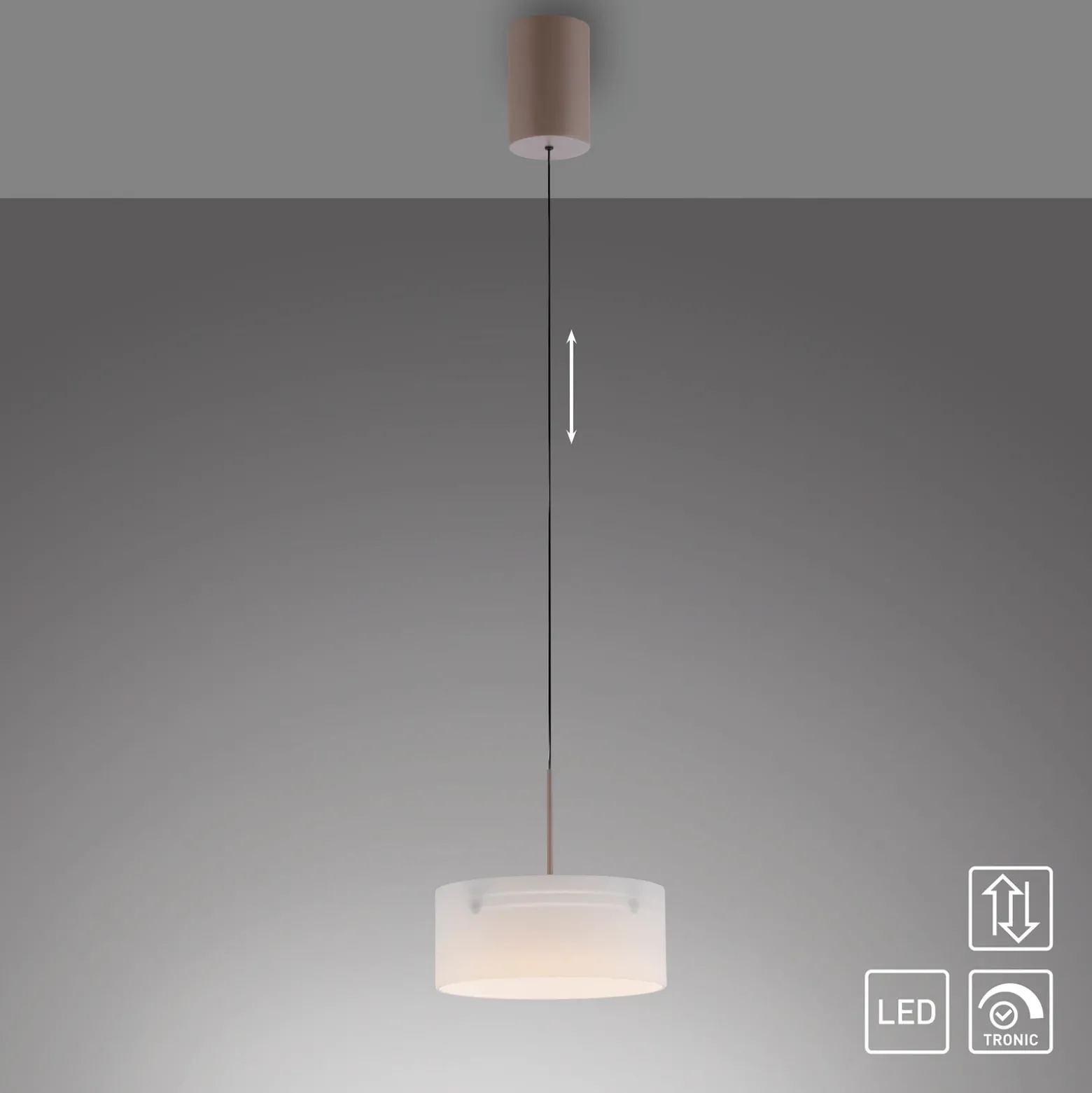 Lámpara colgante LED MARIKA, beige/blanco, Ø 20 cm, cristal, atenuable