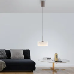 Lámpara colgante LED MARIKA, beige/blanco, Ø 20 cm, cristal, atenuable