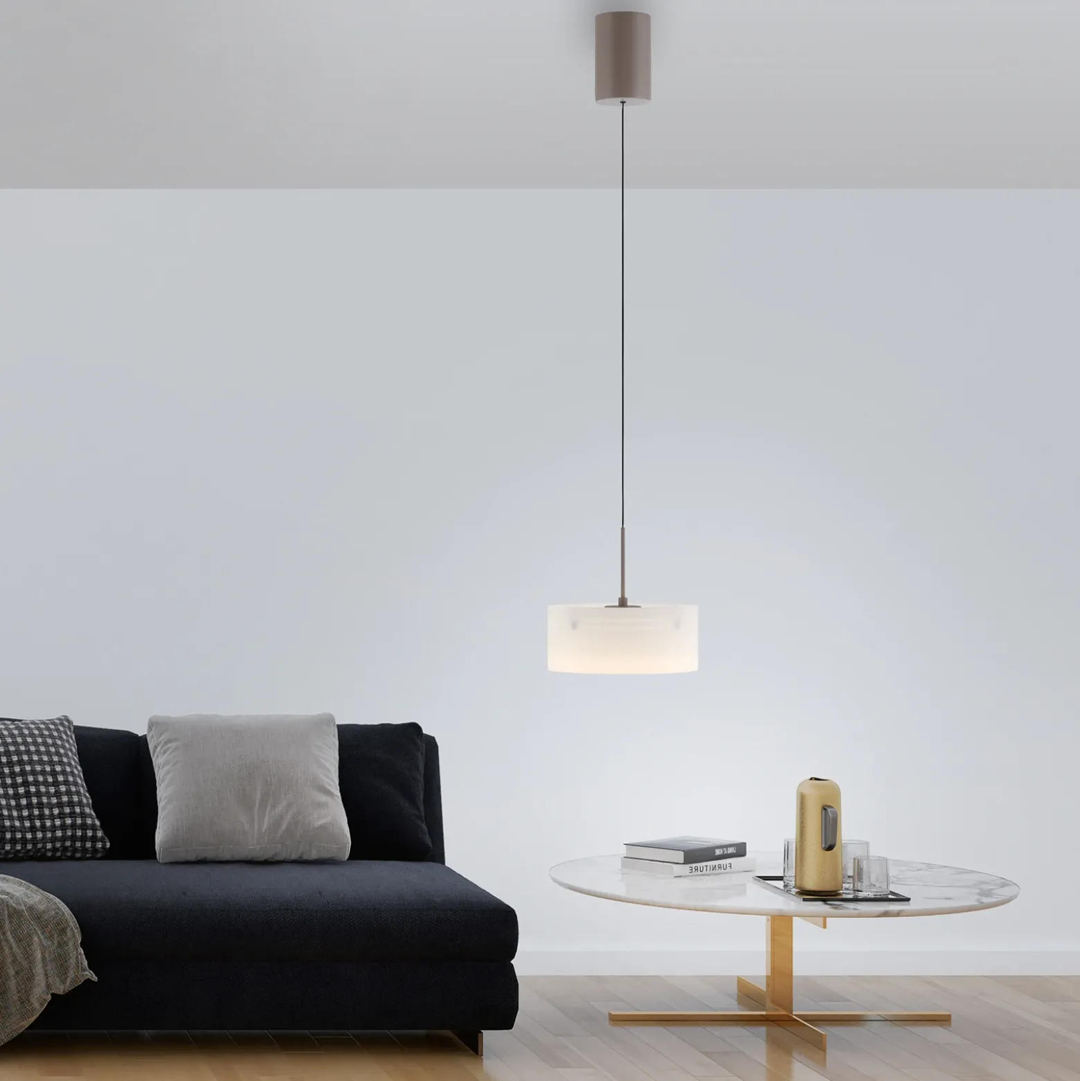 Lámpara colgante LED MARIKA, beige/blanco, Ø 20 cm, cristal, atenuable