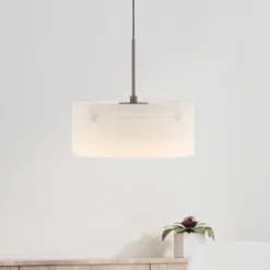 Lámpara colgante LED MARIKA, beige/blanco, Ø 20 cm, cristal, atenuable