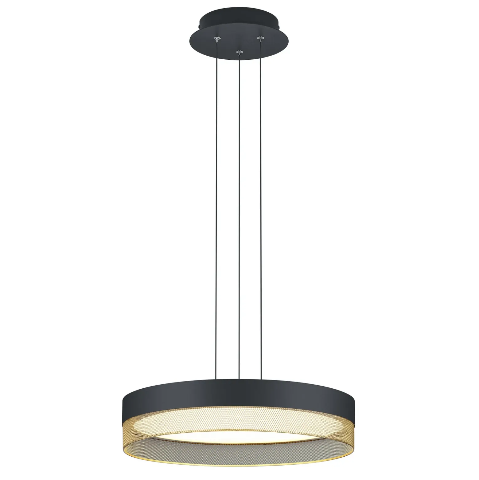 Lámpara colgante LED Mesh, Ø 45 cm, negro/oro