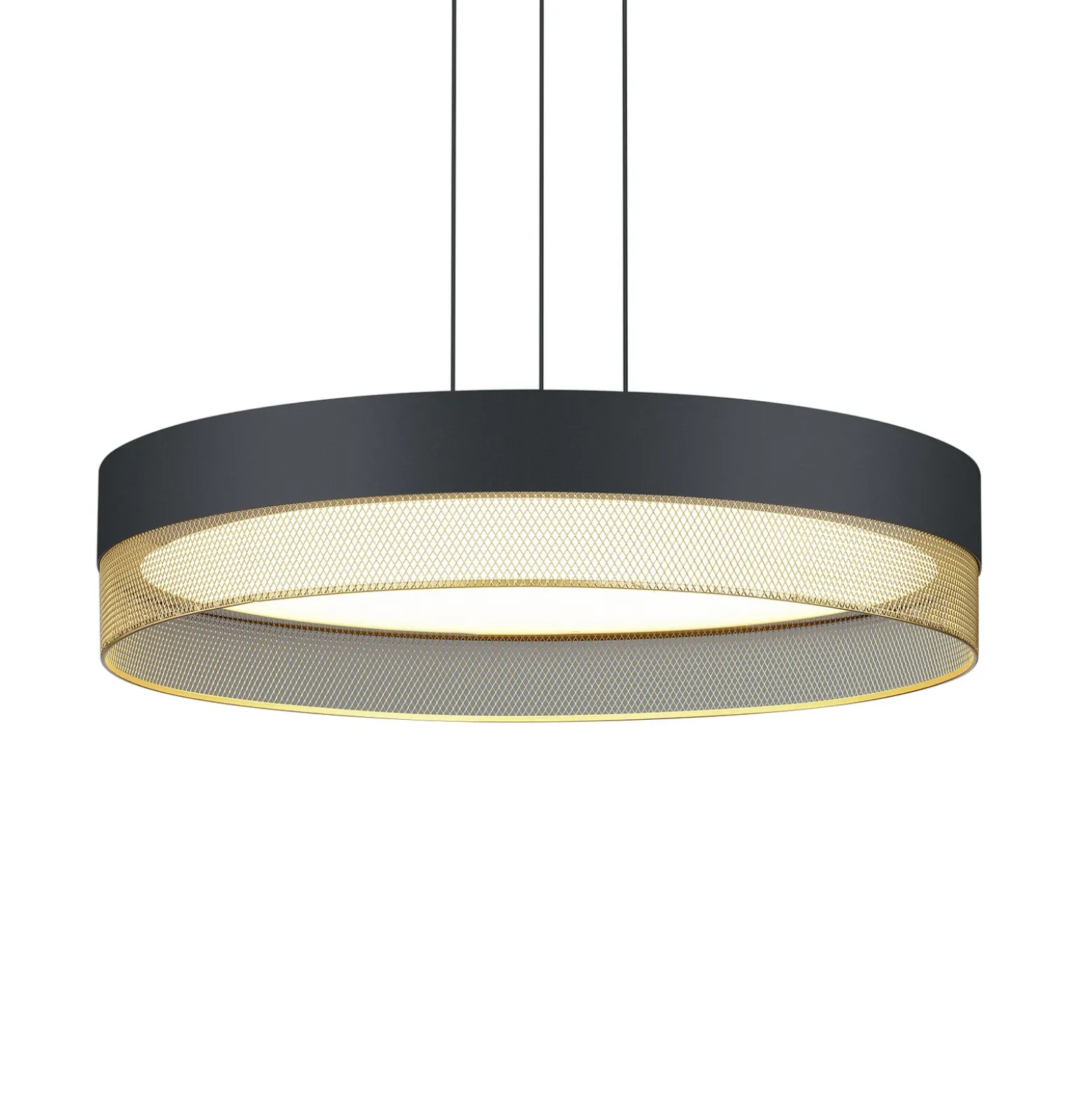 Lámpara colgante LED Mesh, Ø 45 cm, negro/oro