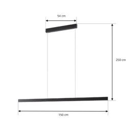 Lámpara colgante LED Mylosh de Lucande, negra, 150 cm, CCT, atenuable
