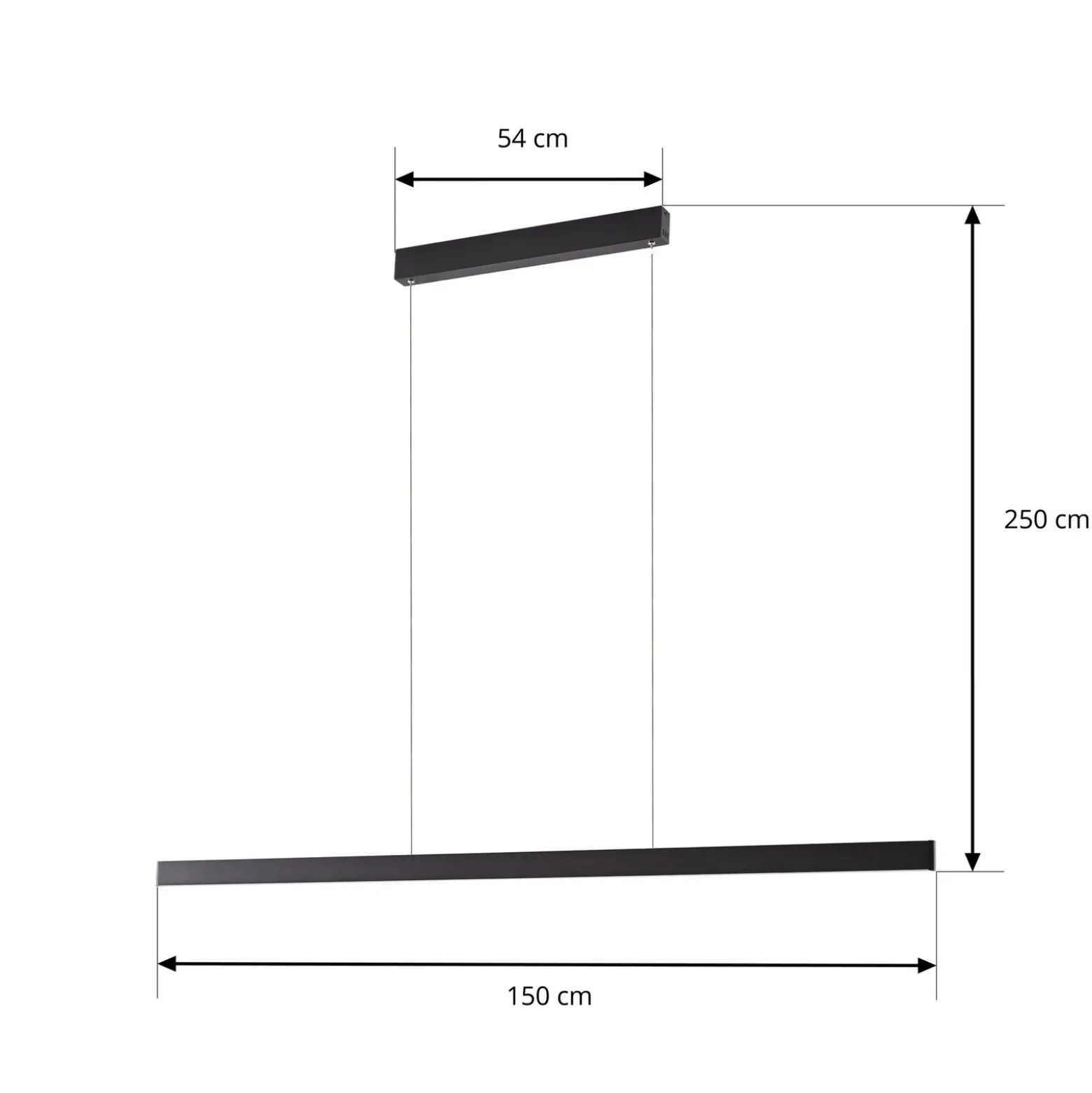 Lámpara colgante LED Mylosh de Lucande, negra, 150 cm, CCT, atenuable