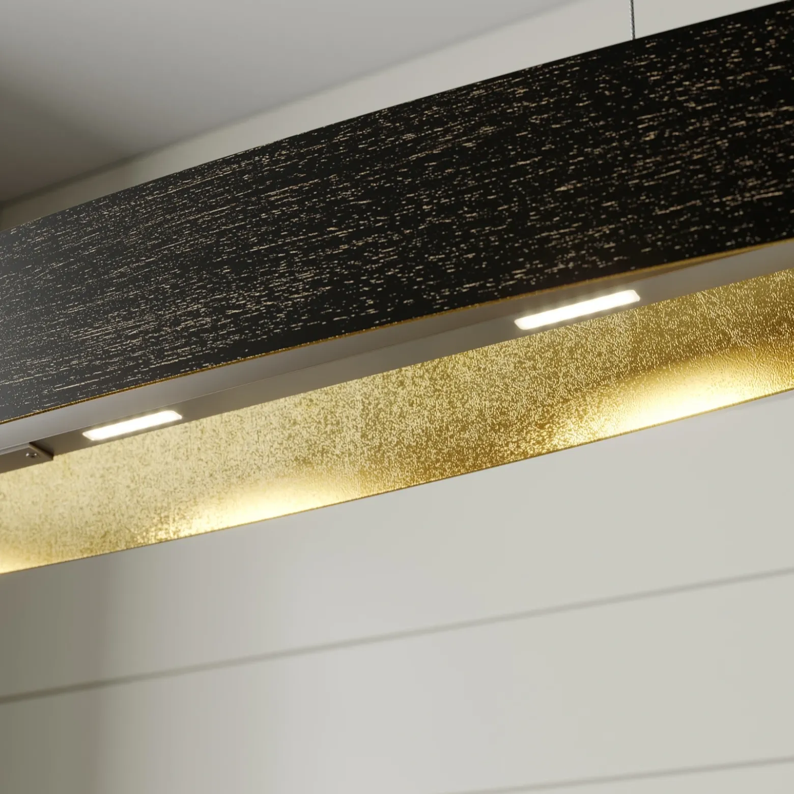 Lámpara colgante LED negra Lio con toques dorados