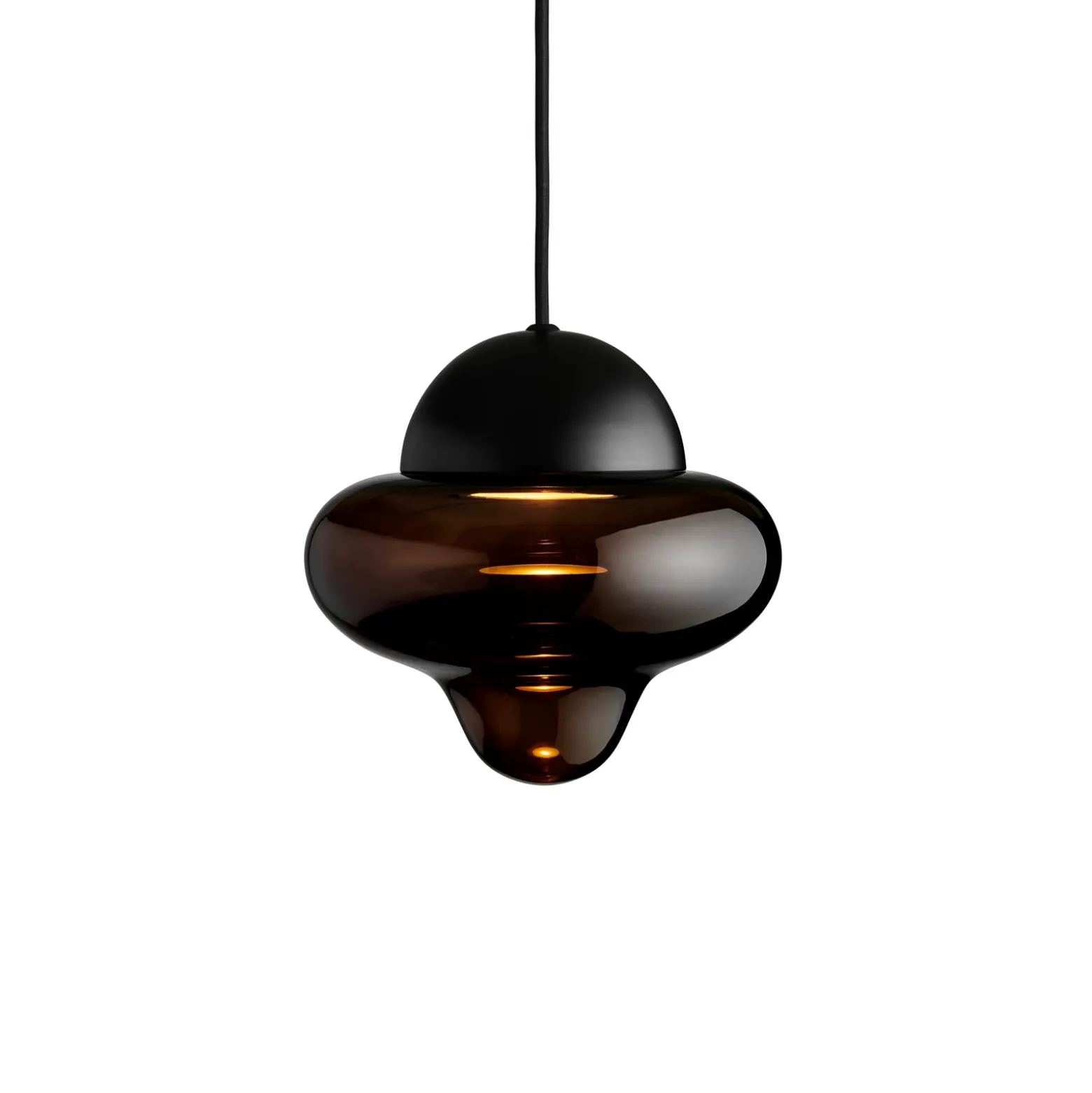 Lámpara colgante LED Nutty, marrón/negro, Ø 18,5 cm, cristal