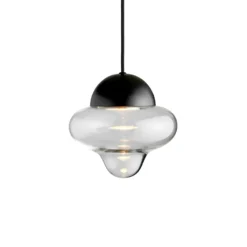 Lámpara colgante LED Nutty, transparente/negra, Ø 18,5 cm, cristal