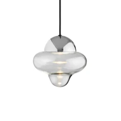 Lámpara colgante LED Nutty, transparente/cromada, Ø 18,5 cm, cristal