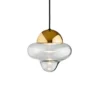 Lámpara colgante LED Nutty, transparente/dorada, Ø 18,5 cm, cristal