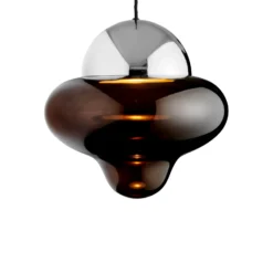 Lámpara colgante LED Nutty XL, marrón/cromado, Ø 30 cm
