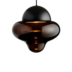 Lámpara colgante LED Nutty XL, marrón/negro, Ø 30 cm, cristal