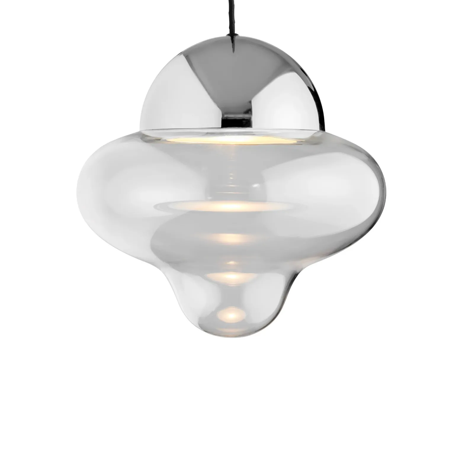 Lámpara colgante LED Nutty XL, transparente/cromada, Ø 30 cm, cristal