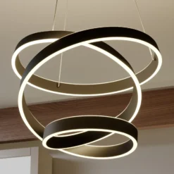 Lámpara colgante LED Olada de Lindby, negra, metal, Ø 51 cm