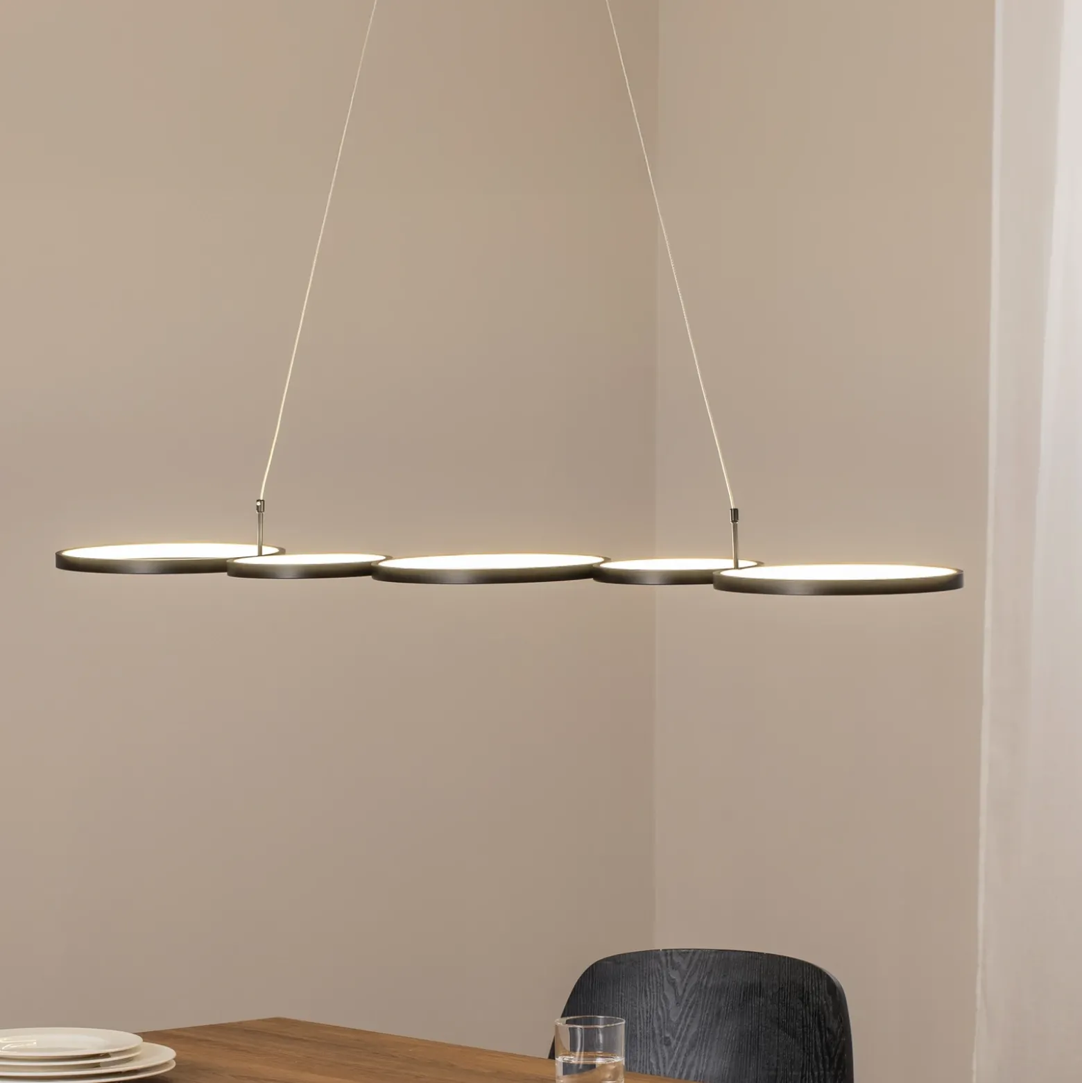 Lámpara colgante LED Olympia, metal, negro, 4000 K