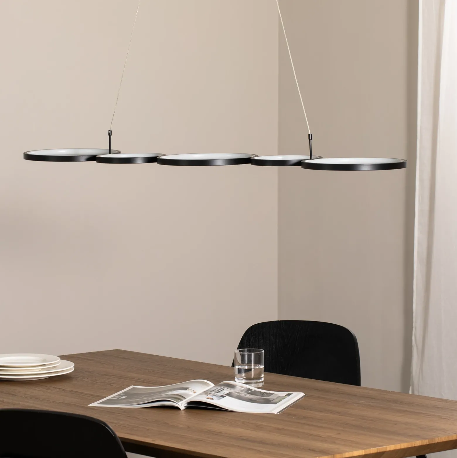 Lámpara colgante LED Olympia, metal, negro, 4000 K