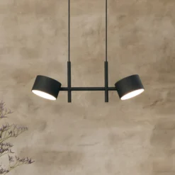 Lámpara colgante LED OSRAM Decor Kyoto, 2 luces, negra, atenuable