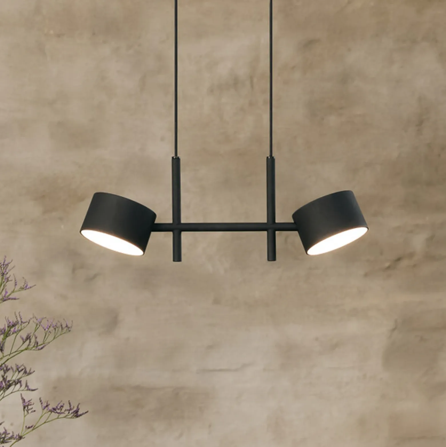 Lámpara colgante LED OSRAM Decor Kyoto, 2 luces, negra, atenuable