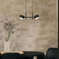 Lámpara colgante LED OSRAM Decor Kyoto, 2 luces, negra, atenuable