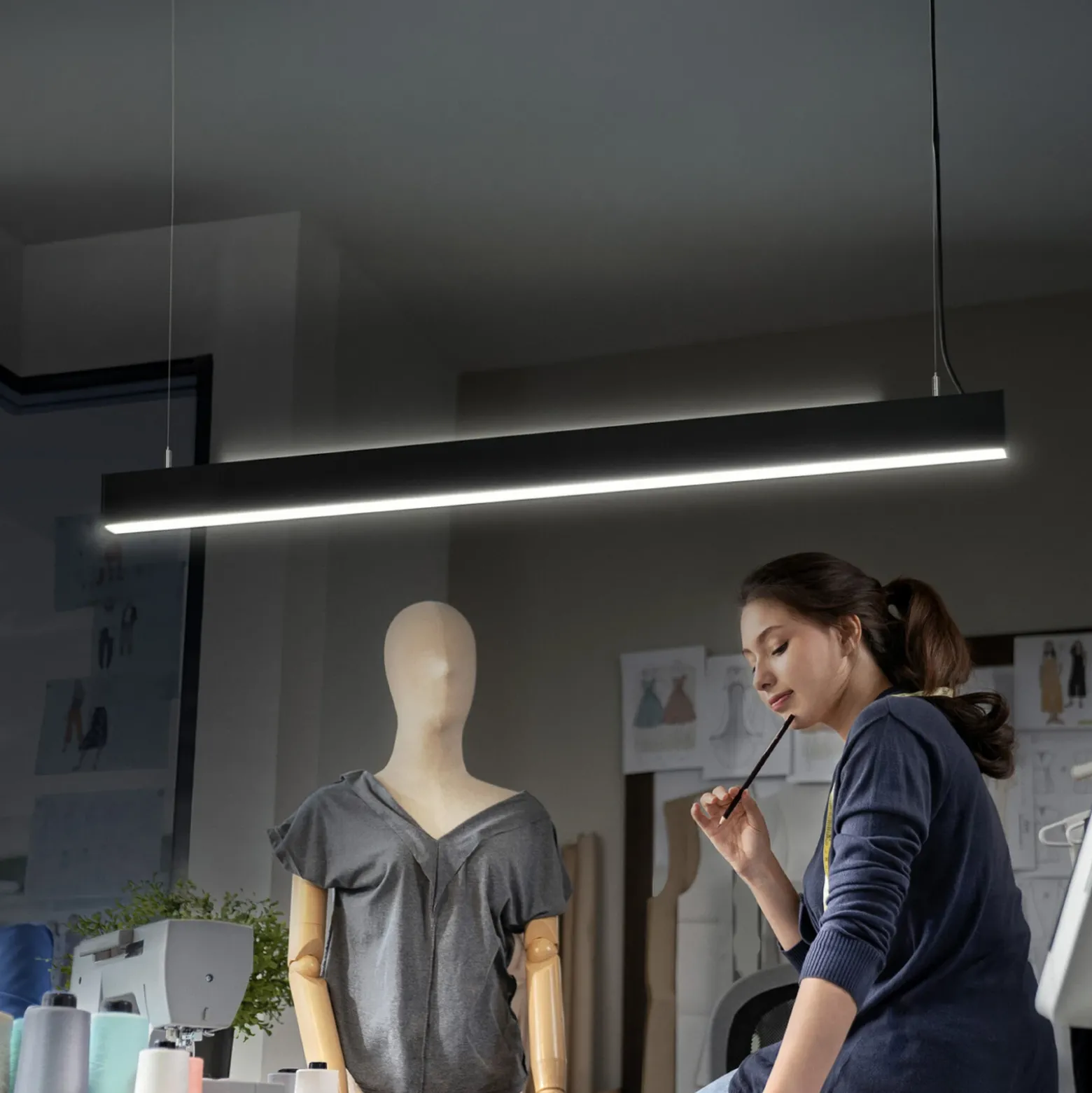 Lámpara colgante LED OSRAM Office line Cuboid negro 4000 K atenuable