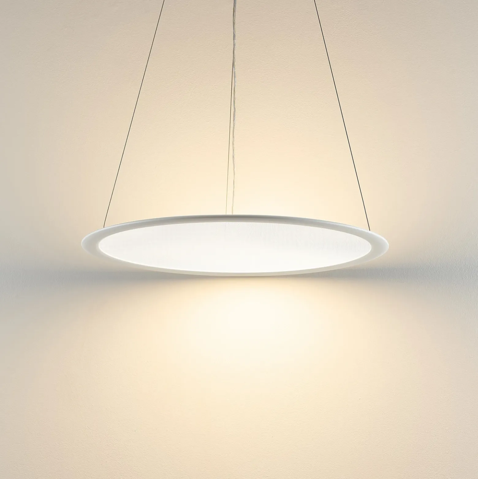 Lámpara colgante LED PANEL, blanca, Ø 63 cm, metal, CCT, atenuable, 50 W