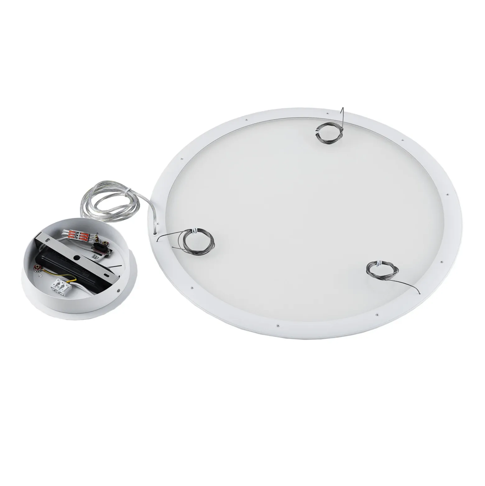 Lámpara colgante LED PANEL, blanca, Ø 63 cm, metal, CCT, atenuable, 50 W
