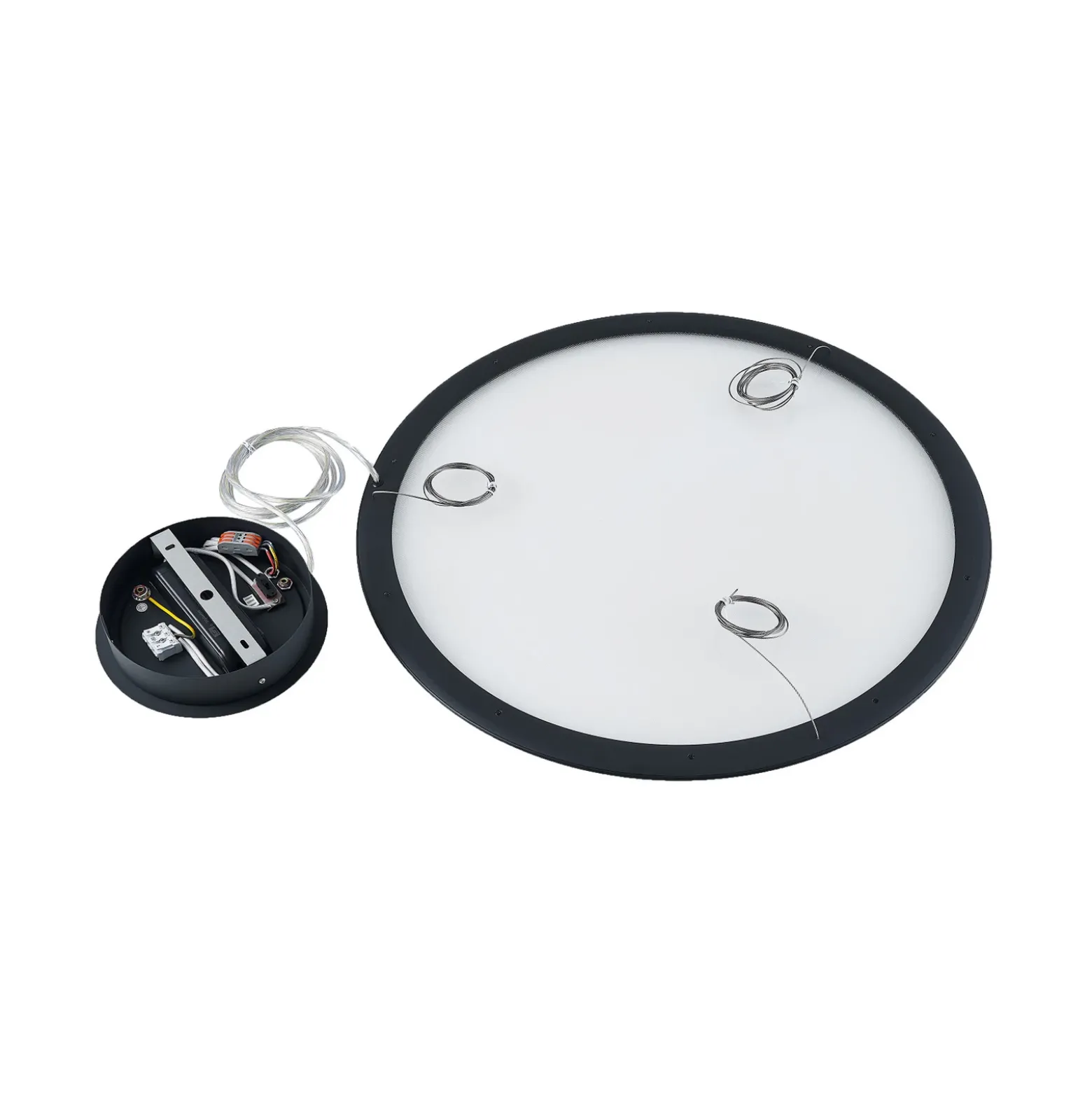 Lámpara colgante LED PANEL, negro, Ø 63 cm, metal, CCT atenuable 50 W