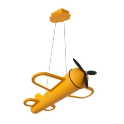 lámpara colgante LED para habitación infantil Fokker, amarilla, longitud 46 cm,