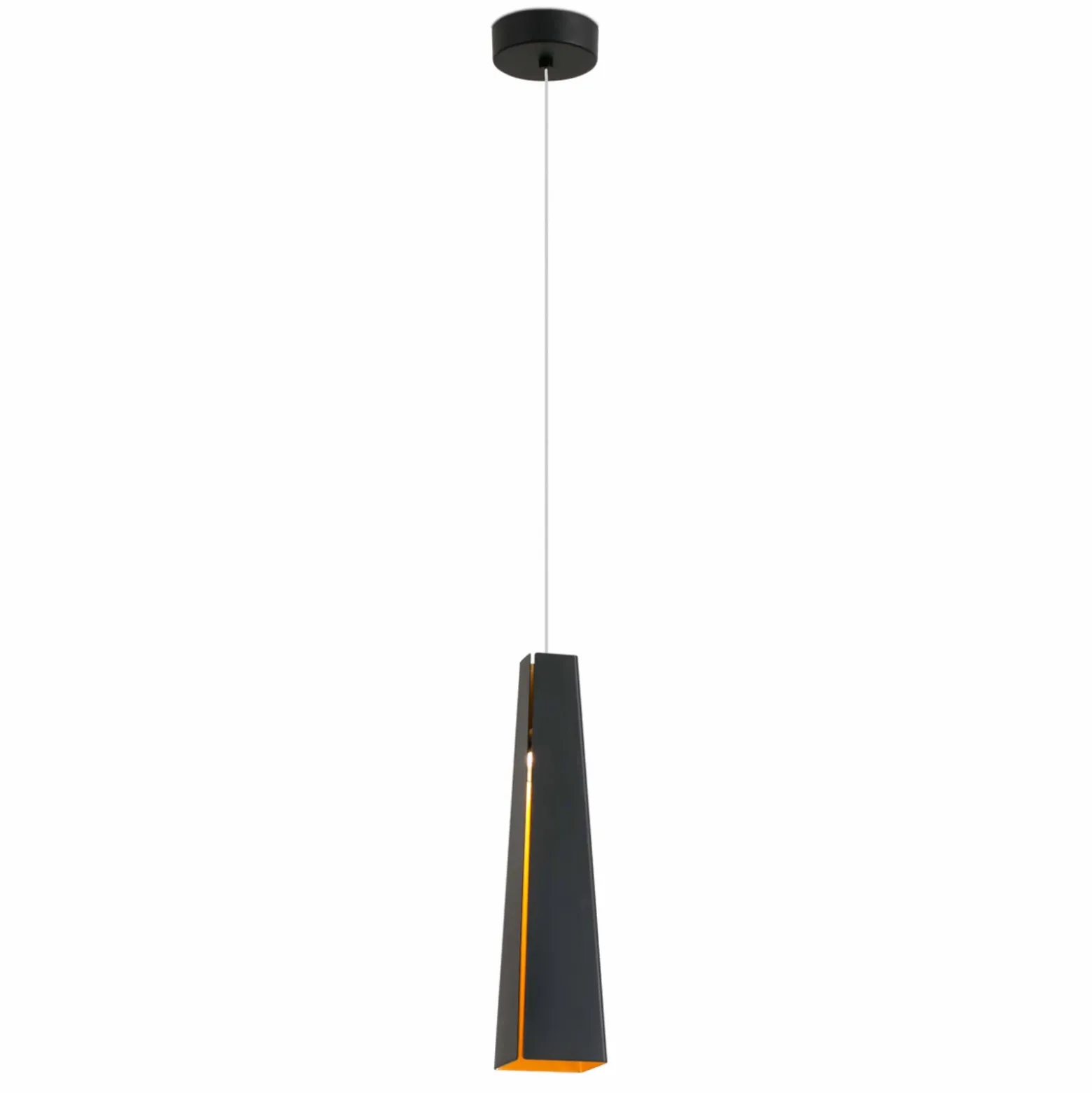 Lámpara colgante LED Pluma, negro y dorado