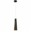 Lámpara colgante LED Pluma, negro y dorado