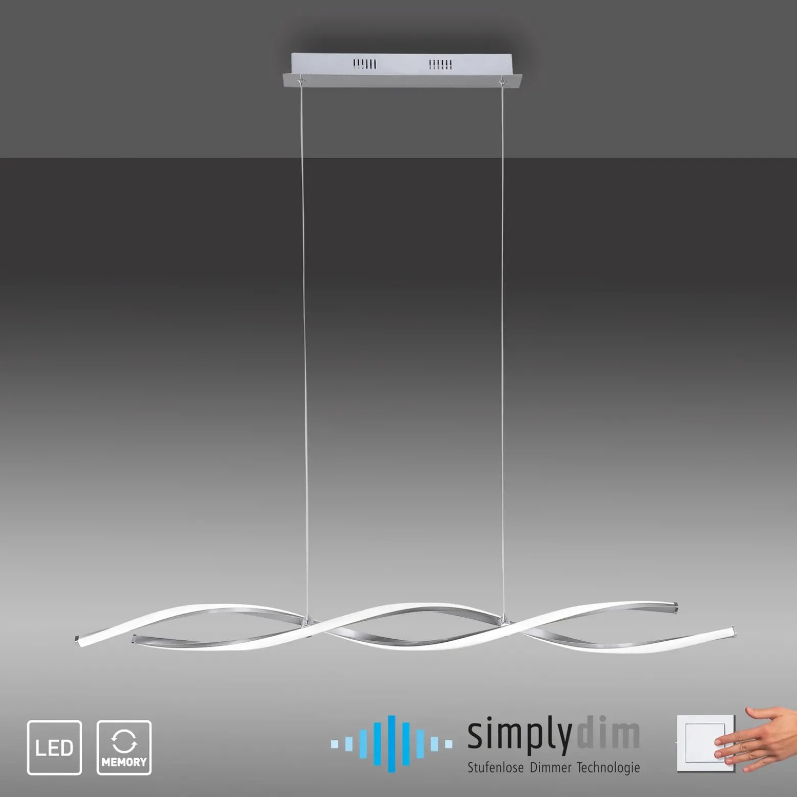 Lámpara colgante LED Polina de Paul Neuhaus, plateada, metal, atenuable