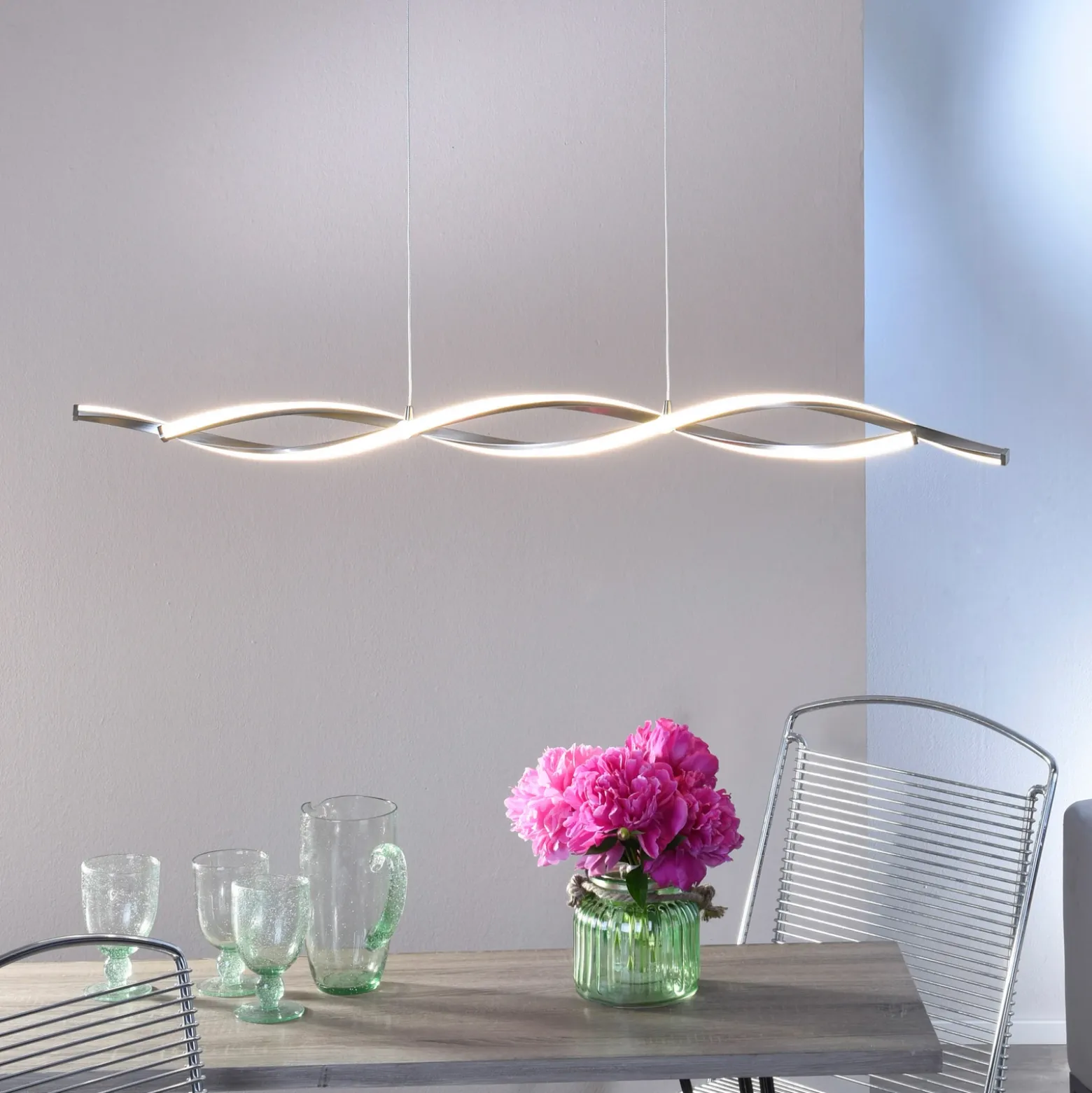 Lámpara colgante LED Polina de Paul Neuhaus, plateada, metal, atenuable