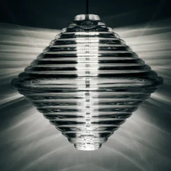 Lámpara colgante LED Press Cone de Tom Dixon, transparente, Ø 34 cm, 927
