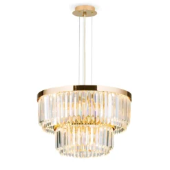 Lámpara colgante LED Prism, redondo, Ø 55 cm, oro