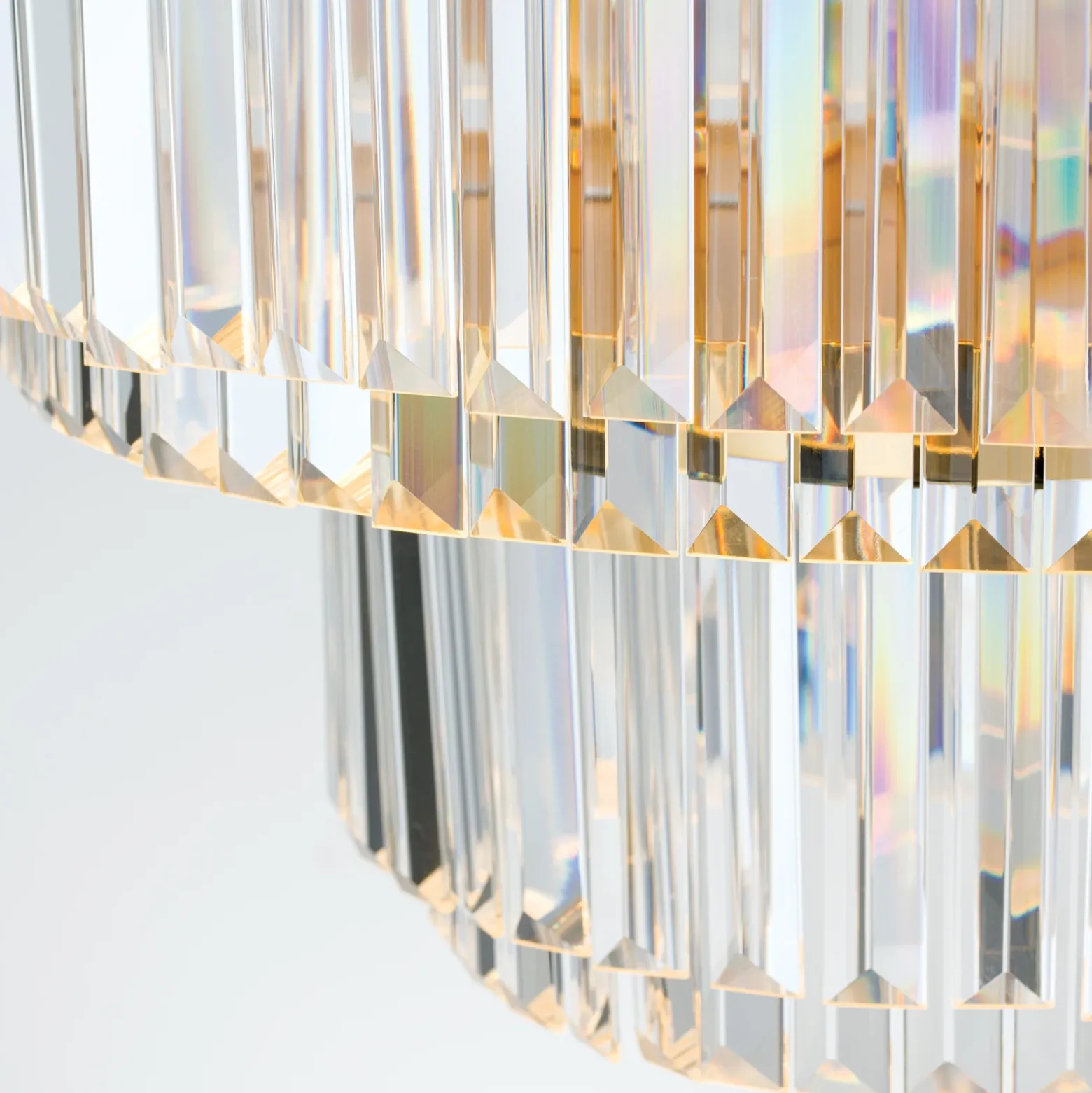 Lámpara colgante LED Prism, redondo, Ø 55 cm, oro
