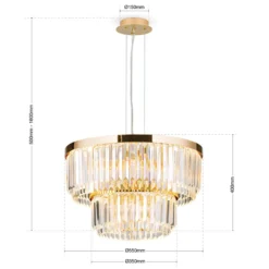 Lámpara colgante LED Prism, redondo, Ø 55 cm, oro