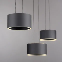 Lámpara colgante LED PURE Clipse, gris, longitud 110 cm, CCT, 6 luces.