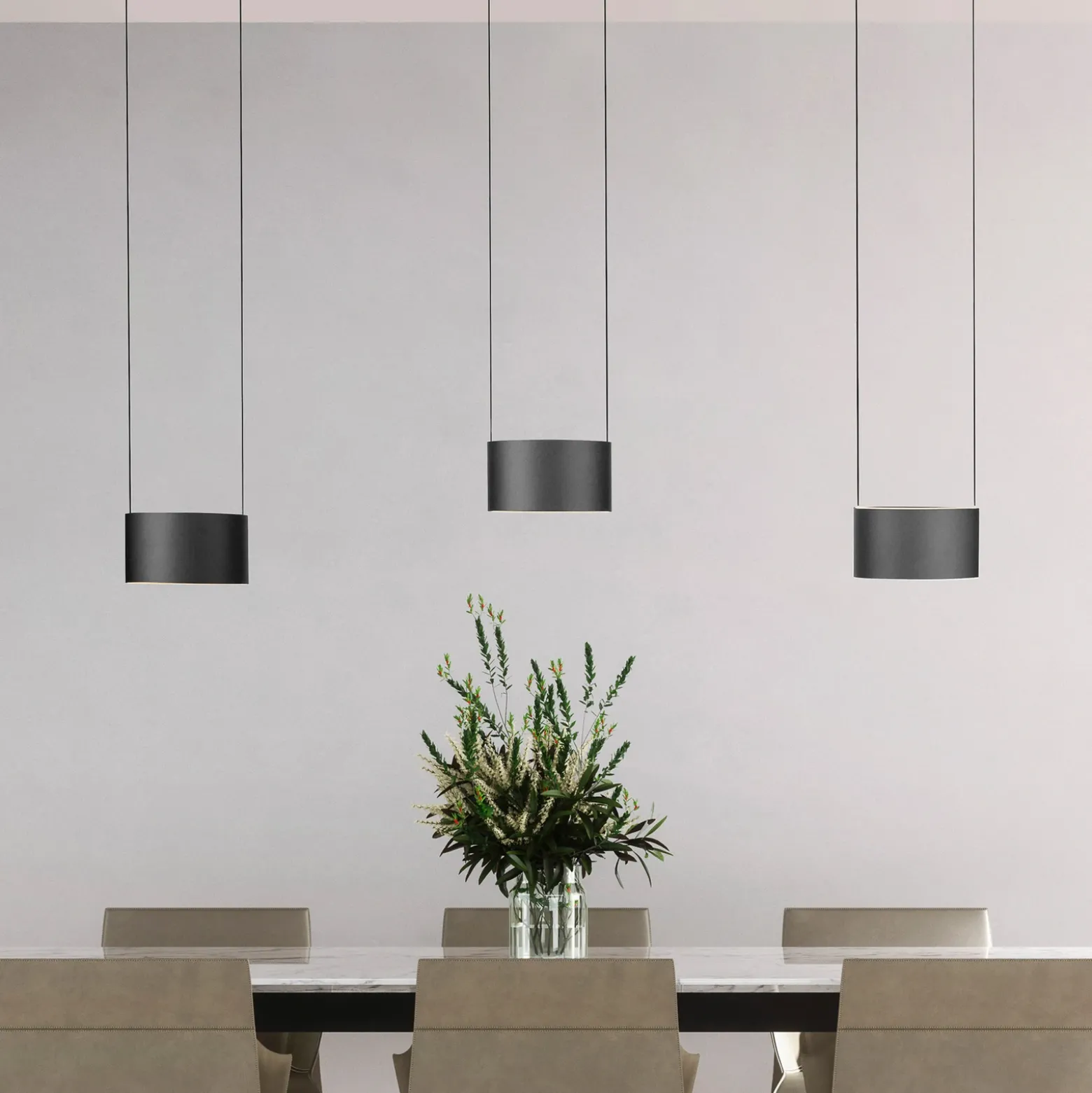 Lámpara colgante LED PURE Clipse, gris, longitud 110 cm, CCT, 6 luces.