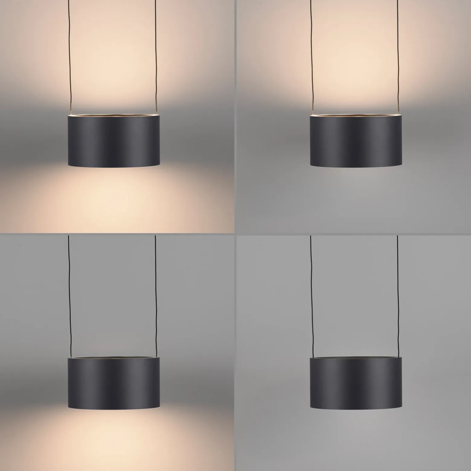 Lámpara colgante LED PURE Clipse, gris, longitud 110 cm, CCT, 6 luces.