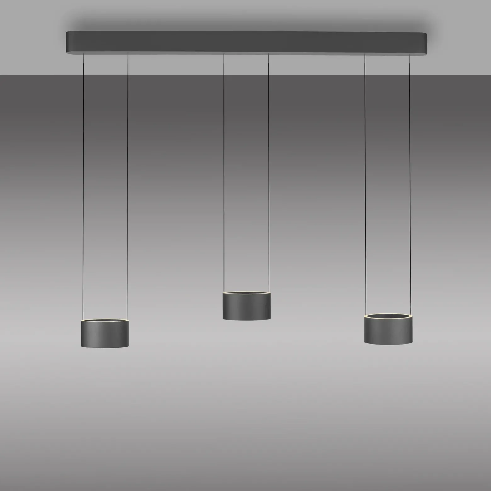 Lámpara colgante LED PURE Clipse, gris, longitud 110 cm, CCT, 6 luces.