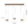 Lámpara colgante LED PURE Clipse, color bronce, longitud 110 cm, CCT, 6 luces